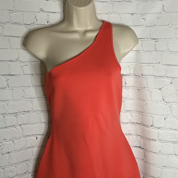 A.L.C. Colby Asymmetric Midi Dress Color Rouge (Pink, Coral, Orange) Sz Small - Picture 3 of 6